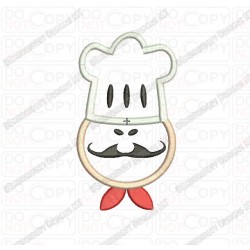 Chef Head Applique Embroidery Design in 3x3 4x4 and 5x5 Sizes
