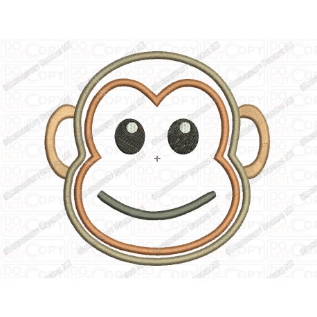Monkey Face Head Applique Embroidery Design in 3x3 4x4 and 5x7 Sizes