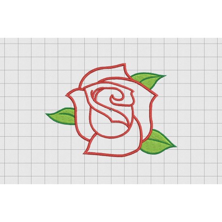 Rose Flower 2 Applique Embroidery Design in 3x3 4x4 and 5x5 Sizes
