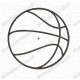 Basic Basketball Applique Embroidery Design in 1x1 2x2 3x3 4x4 5x5 and 6x6 Sizes