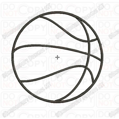 Basic Basketball Applique Embroidery Design in 1x1 2x2 3x3 4x4 5x5 and 6x6 Sizes