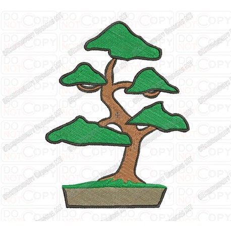 Bonsai Tree Embroidery Design in 2x2 3x3 4x4 and 5x7 Sizes