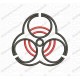 Bio Hazard Applique Embroidery Design in 3x3 4x4 and 5x7 Sizes
