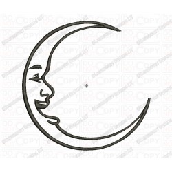 Moon Face Applique Embroidery Design in 3x3 4x4 and 5x7 Sizes