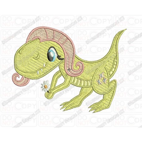 Flutter Inspired Dinosaur T-rex Embroidery Design in 3x3 4x4 and 5x7 Sizes