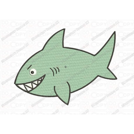 Shark Cartoon Embroidery Design in 3x3 4x4 and 5x7 Sizes