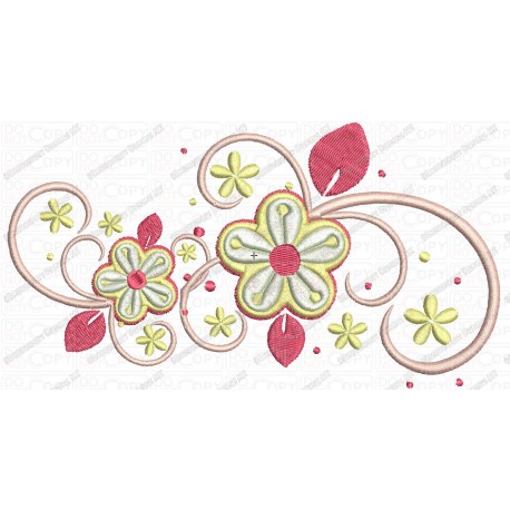Spring Flower Swirl Fleur Embroidery Design in 4x4 5x5 and 5x7 Sizes