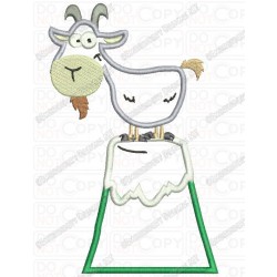 Goat on a Hill Applique Embroidery Design in 4x4 and 5x7 Sizes