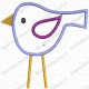 Stick Bird Applique Embroidery Design in 4x4 and 5x7 Sizes