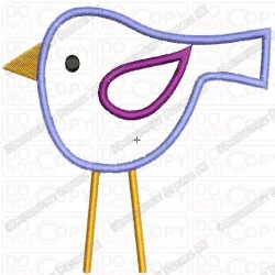 Stick Bird Applique Embroidery Design in 4x4 and 5x7 Sizes