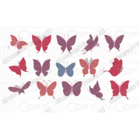 Pretty Butterflies Full Stitch Embroidery Design (1-15) in mini 2x2 3x3 4x4 and 5x5 Sizes
