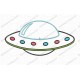 UFO Alien Flying Saucer Applique Embroidery Design in 3x3 4x4 and 5x7 Sizes