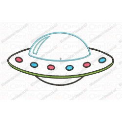 UFO Alien Flying Saucer Applique Embroidery Design in 3x3 4x4 and 5x7 Sizes