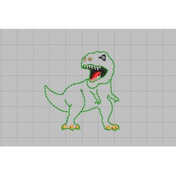 Scary T-rex Felt Dinosaur Applique Embroidery Design in 1.5" and 2" Sizes