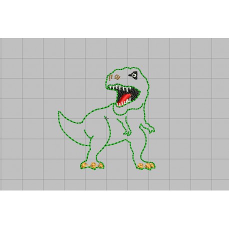 Scary T-rex Felt Dinosaur Applique Embroidery Design in 1.5" and 2" Sizes