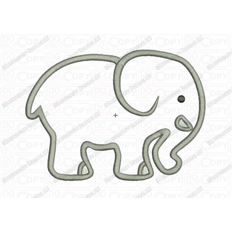 Elephant Profile Applique Embroidery Design in 2x2 3x3 4x4 and 5x7 Sizes