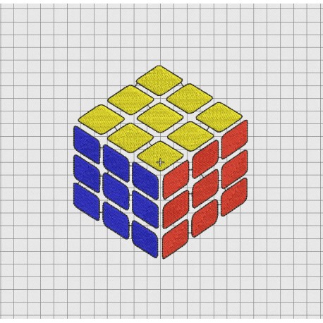 Rubik's Cube Puzzle Embroidery Design in 2x2 3x3 4x4 5x5 and 6x6 Sizes