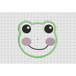 Frog Face Applique Embroidery Design in 3x3 4x4 5x5 and 6x6 Sizes