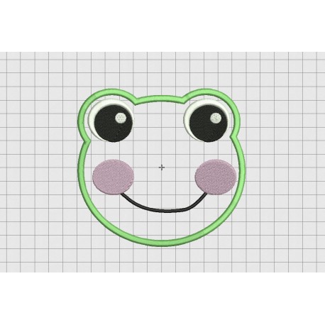 Frog Face Applique Embroidery Design in 3x3 4x4 5x5 and 6x6 Sizes