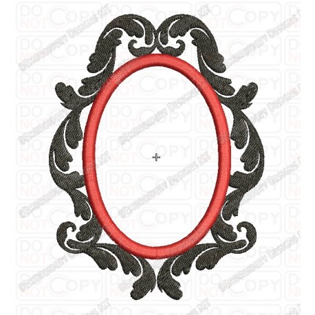 Fancy Damask Circle Frame Full Stitch Embroidery Design in 3x3 4x4 and 5x7 Sizes