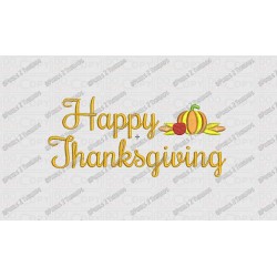 Happy Thanksgiving with Harvest Script Embroidery Design in 3x3 4x4 and 5x7 Sizes