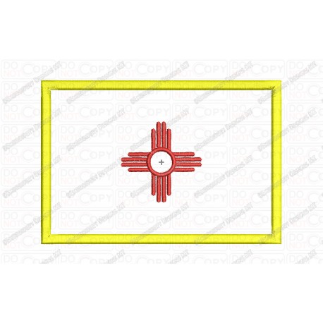 New Mexico NM State Flag Applique Embroidery Design in 4x4 and 5x7 Sizes
