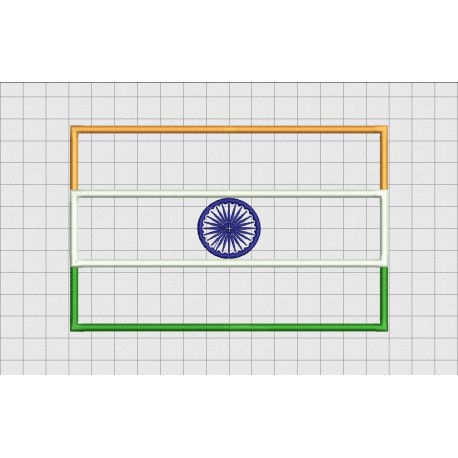 India Country Flag Applique Embroidery Design in 4x4 and 5x7 Sizes