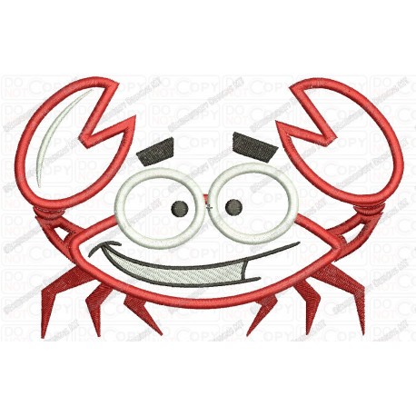 Big Eyed Crab Applique Embroidery Design in 4x4 and 5x7 Sizes