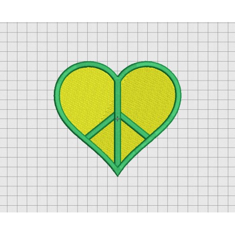Heart Peace Sign Embroidery Design in 2x2 3x3 4x4 and 5x5 Sizes