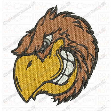 Brown Angry Eagle Head Embroidery Design in 3x3 4x4 and 5x7 Sizes