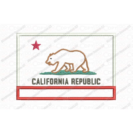 California State Flag Applique Embroidery Design in 4x4 and 5x7 Sizes