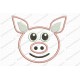 Pig Face Head Applique Embroidery Design in 3x3 4x4 and 5x7 Sizes