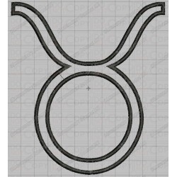 Taurus Zodiac Sign Applique Embroidery Design in 4x4 and 5x7 Sizes