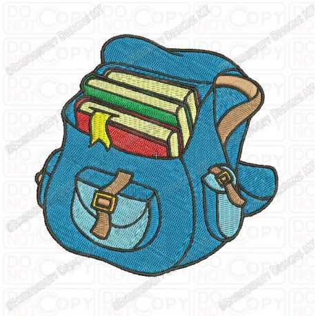 Backpack Back to School Embroidery Design in 2x2 3x3 4x4 and 5x7 Sizes