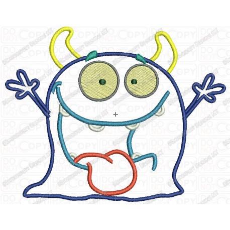 Silly Goofy Monster 4 Layer Applique Embroidery Design in 4x4 and 5x7 Sizes