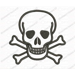 Skull and Crossbones Applique Embroidery Design in 3x3 4x4 and 5x7 Sizes