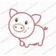 Pig Cute Cartoon Applique Embroidery Design in 3x3 4x4 and 5x7 Sizes