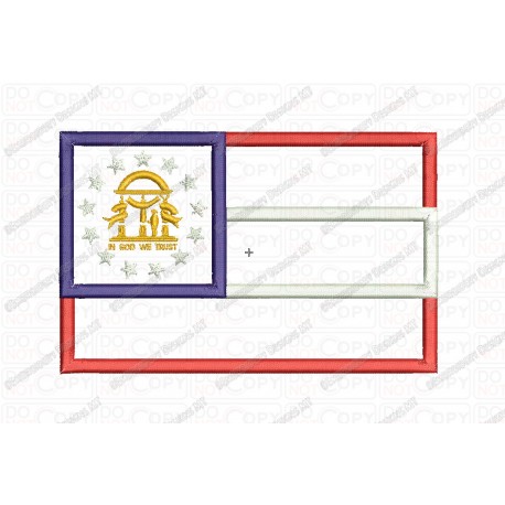 Georgia GA State Flag Applique Embroidery Design in 4x4 and 5x7 Sizes