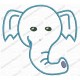 Elephant Head Applique Embroidery Design in 4x4 and 5x7 Sizes