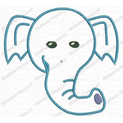 Elephant Head Applique Embroidery Design in 4x4 and 5x7 Sizes