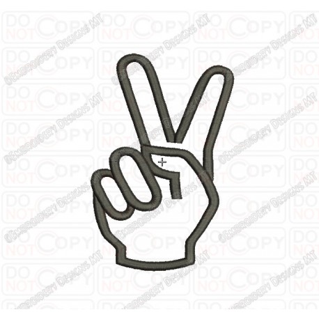 Peace Victory Fingers Applique Sign Embroidery Design in 3x3 4x4 and 5x7 Sizes