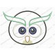 Owl Face Applique Embroidery Design in 3x3 4x4 and 5x7 Sizes