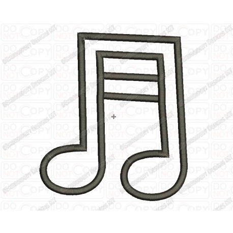 Two Sixteenth Musical Note Applique Embroidery Design in 2x2 3x3 4x4 5x7
