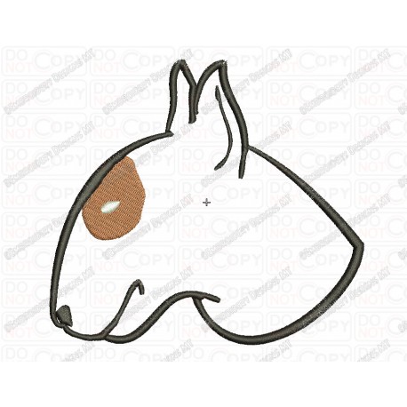 Bull Terrier Head Dog Puppy Canine Applique Embroidery Design in 3x3 4x4 and 5x7 Sizes