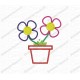 Flowers in Pot Applique Embroidery Design in 3x3 4x4 and 5x7 Sizes