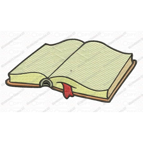 Open Book with Bookmark Back to School Embroidery Design in 2x2 3x3 4x4 and 5x7 Sizes