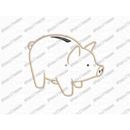 Piggy Bank Applique Embroidery Design in 3x3 4x4 and 5x5 Sizes