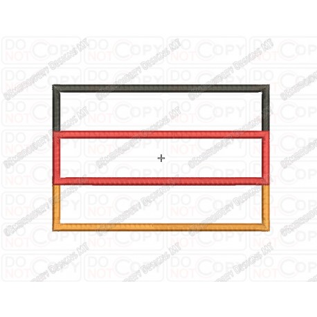 Germany 3 Horizontal Line Flag Applique Embroidery Design in 3x3 4x4 and 5x7 Sizes
