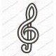 Treble Clef Musical Note Applique Embroidery Design in 2x2 3x3 4x4 5x7