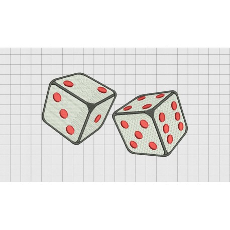 Dice Embroidery Design in 2x2 3x3 4x4 and 5x7 Sizes